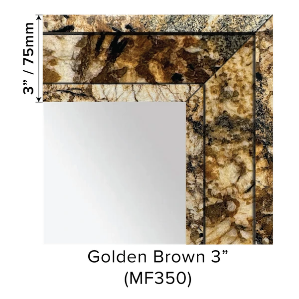 Grand Mirrors 3 inch Vanity Mirror Marble Frame in Golden Brown