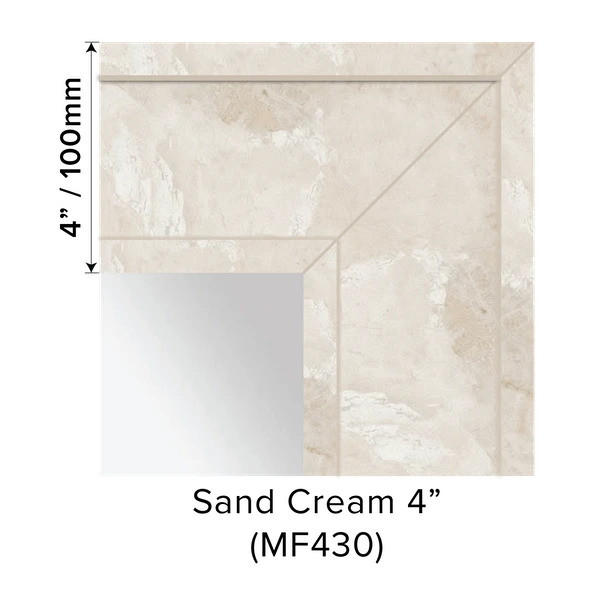 Grand Mirrors 4 inch Vanity Mirror Marble Frame in Sand Cream