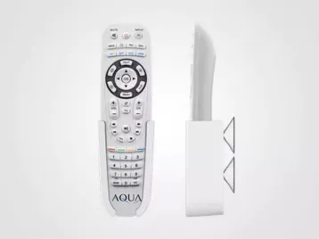 A preview of a front and side view of a white aqua remote control in Ajman.